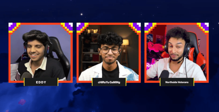 The three Rising Stars Season 2 commentators on stream: EDDY, cHiRaYu GaMiNg and Northside Veterans